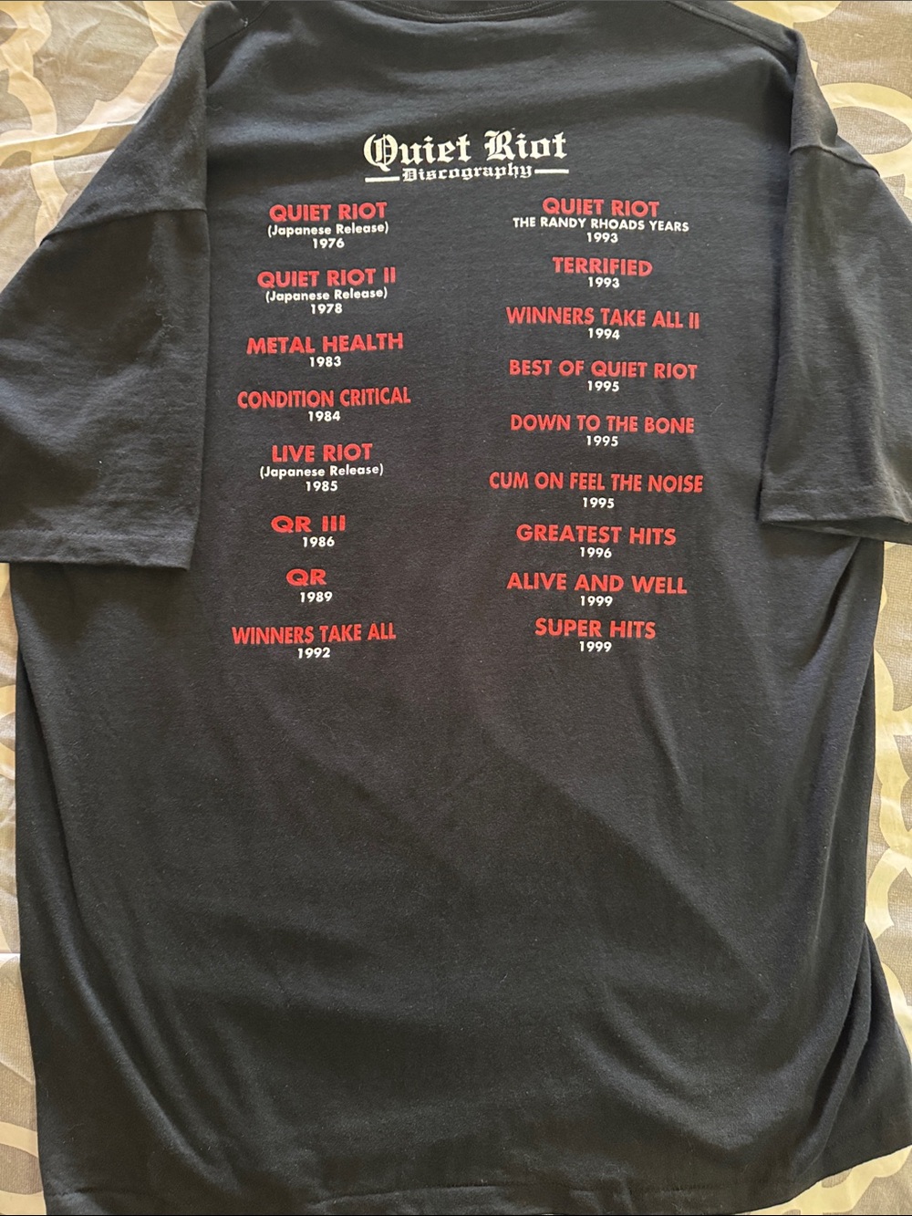 Vintage Quiet Riot 25th Anniversary Discography graphic tee - Picture 3 of 4
